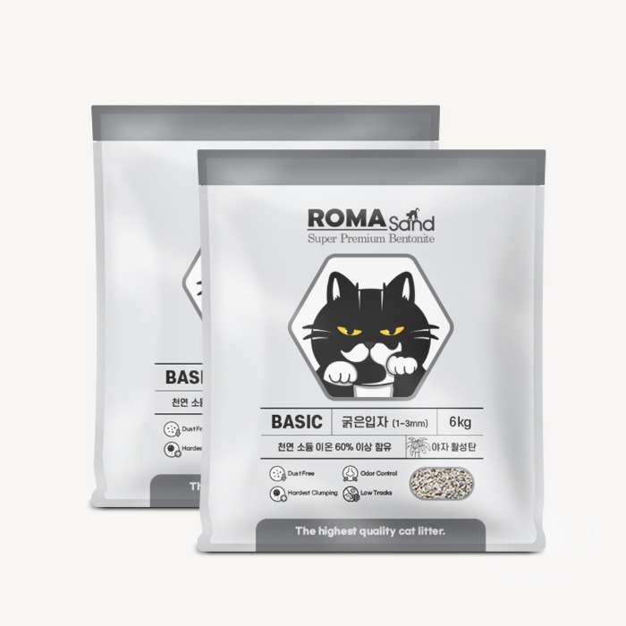 로패밀리,[ROMA]로마샌드 베이직(굵은입자) 세트(6kg x 2포) 고양이모래,로패밀리,미국 와이오밍주